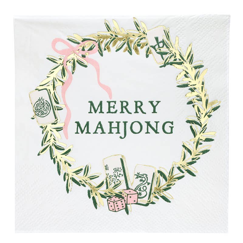 Ceramic Napkin Tray + Napkins - Merry Mahjong