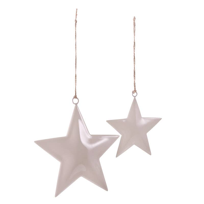 Lilac Enamel Star Ornament - Set of 2 - 6" + 4"
