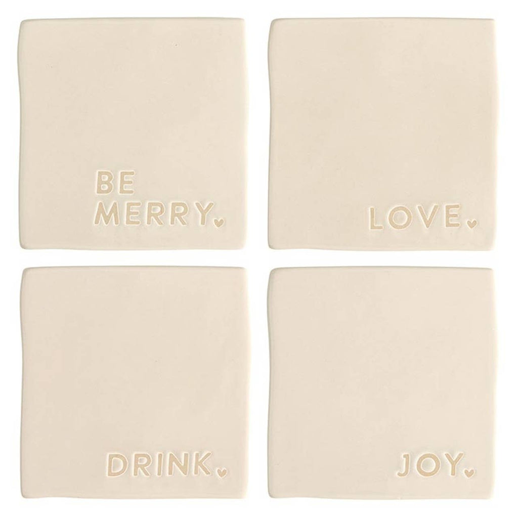Ceramic Coasters - Joy Love Drink Be Merry - Set of 4