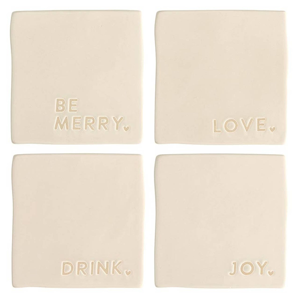 Ceramic Coasters - Joy Love Drink Be Merry - Set of 4