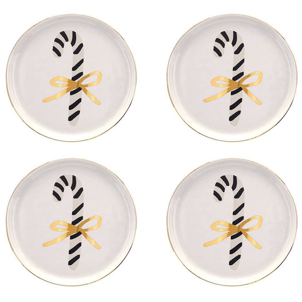 Ceramic Appetizer Plates - Candy Cane - Set of 4