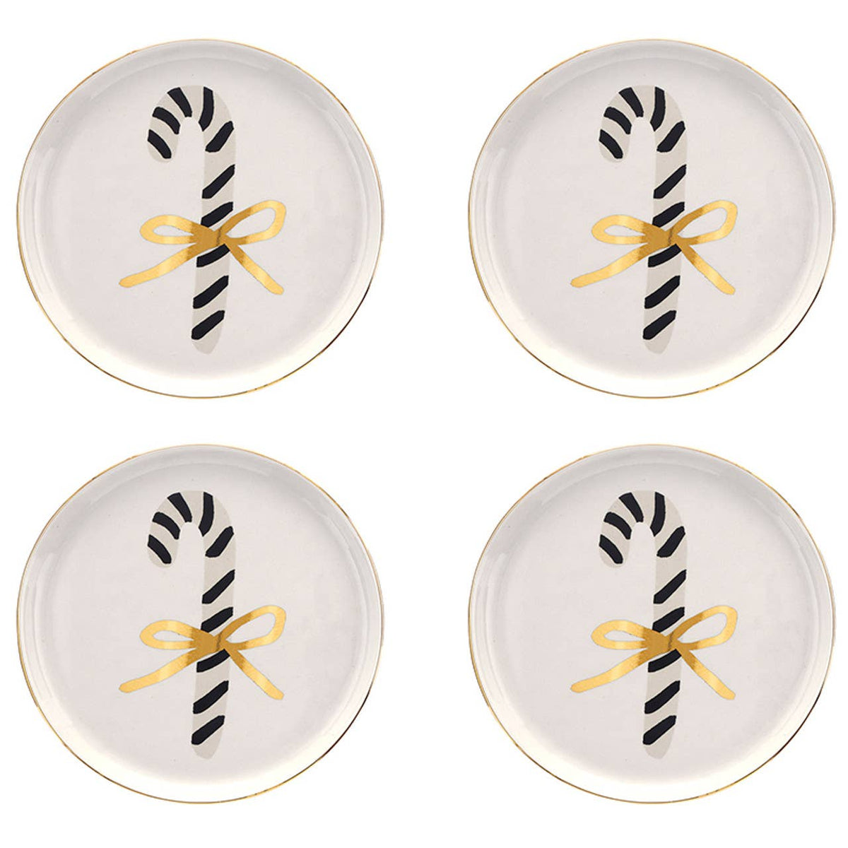 Ceramic Appetizer Plates - Candy Cane - Set of 4