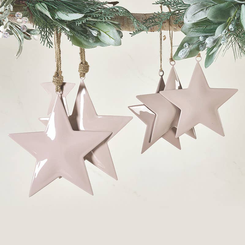 Lilac Enamel Star Ornament - Set of 2 - 6" + 4"