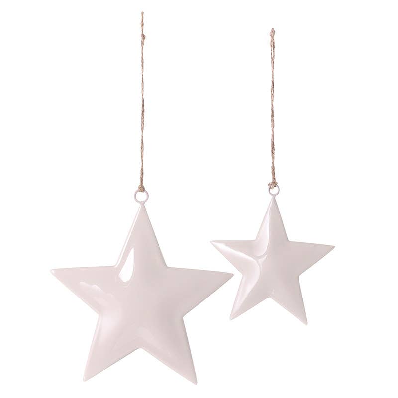 Lilac Enamel Star Ornament - Set of 2 - 6" + 4"