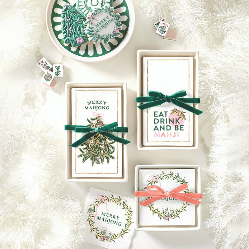 Ceramic Napkin Tray + Napkins - Merry Mahjong